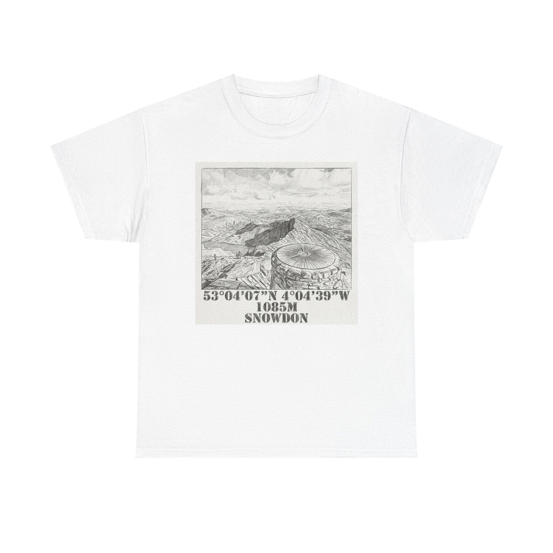 Snowdon Mountain Tee — Vintage Map Illustration with Coordinates