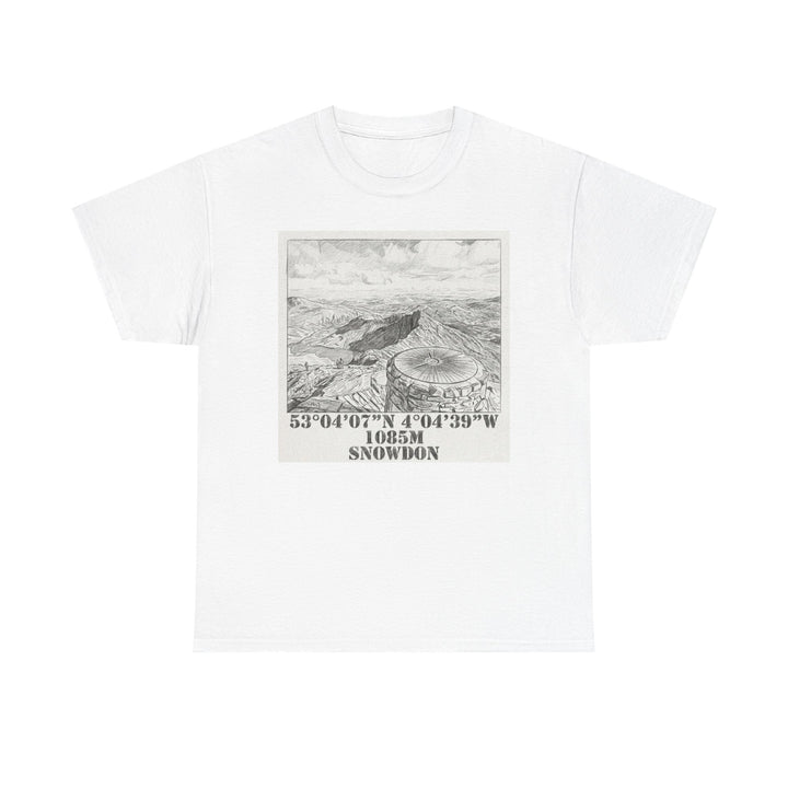Snowdon Mountain Tee — Vintage Map Illustration with Coordinates