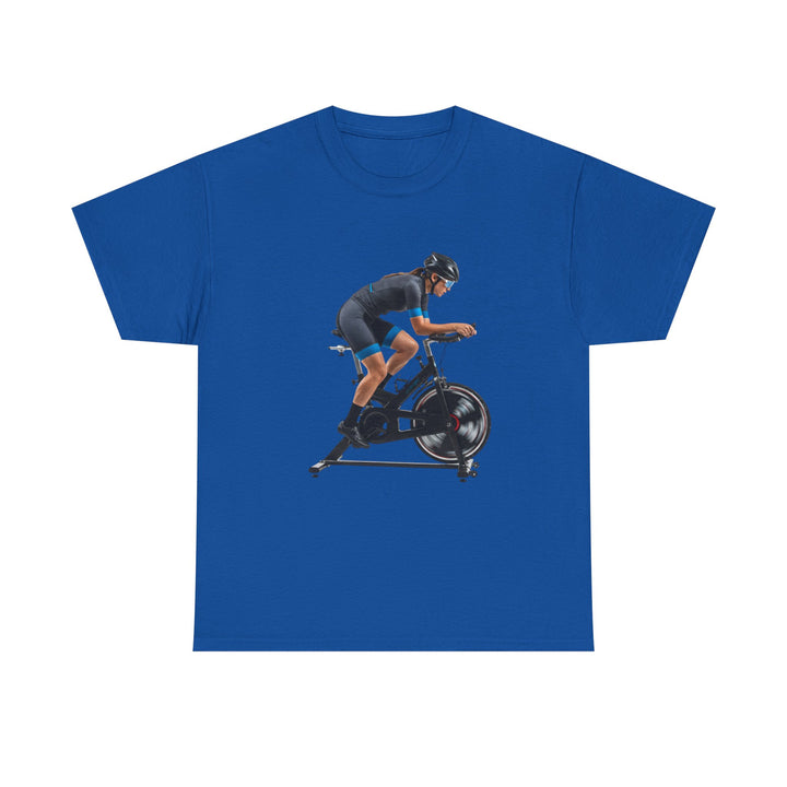 Spin Indoor Trainer T‑Shirt – lightweight, breathable cotton designed for indoor cycling. Comfortable, durable, and perfect for spin workouts and training.
