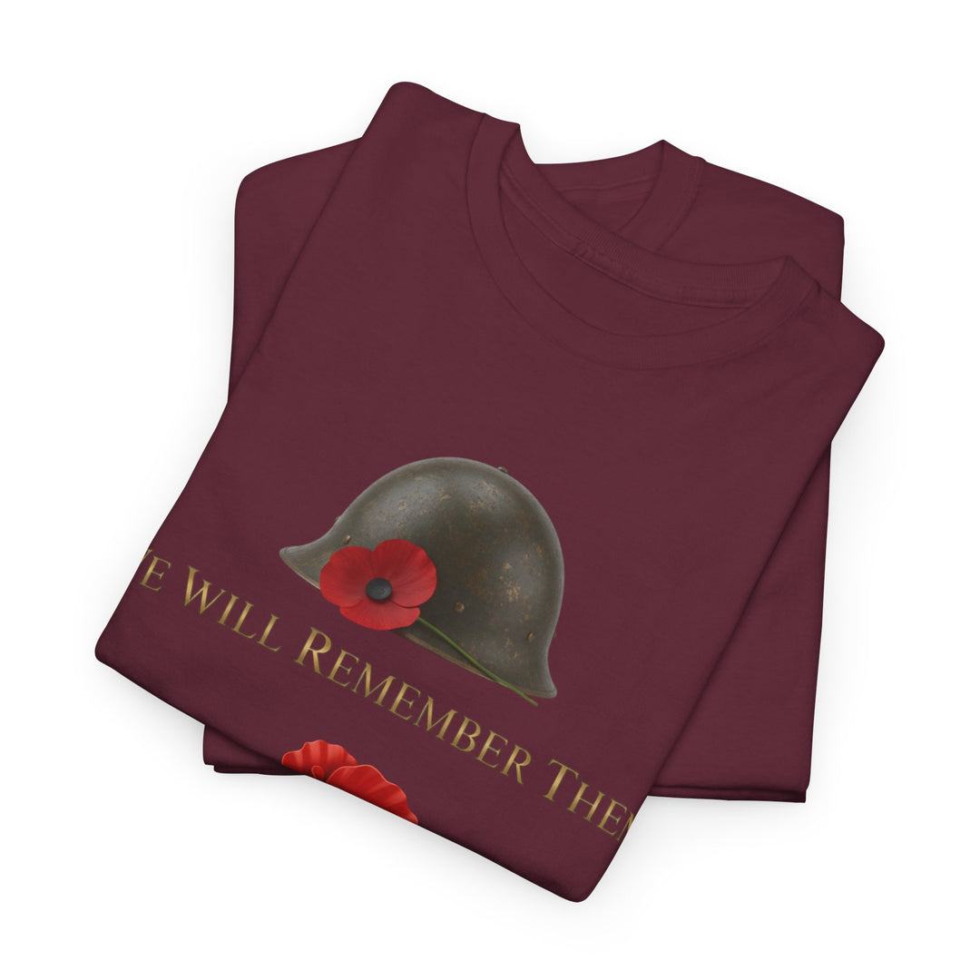 Poppy &amp; Helmet T-Shirt — Remembrance Floral Military Tribute Tee