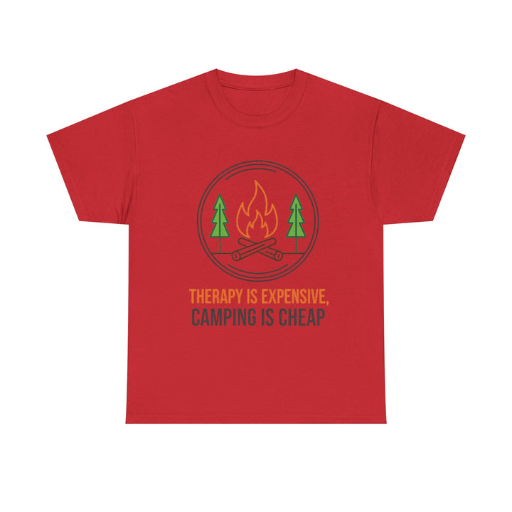 Funny Camping Therapy T-Shirt — Retro Campfire Graphic Adventure Tee