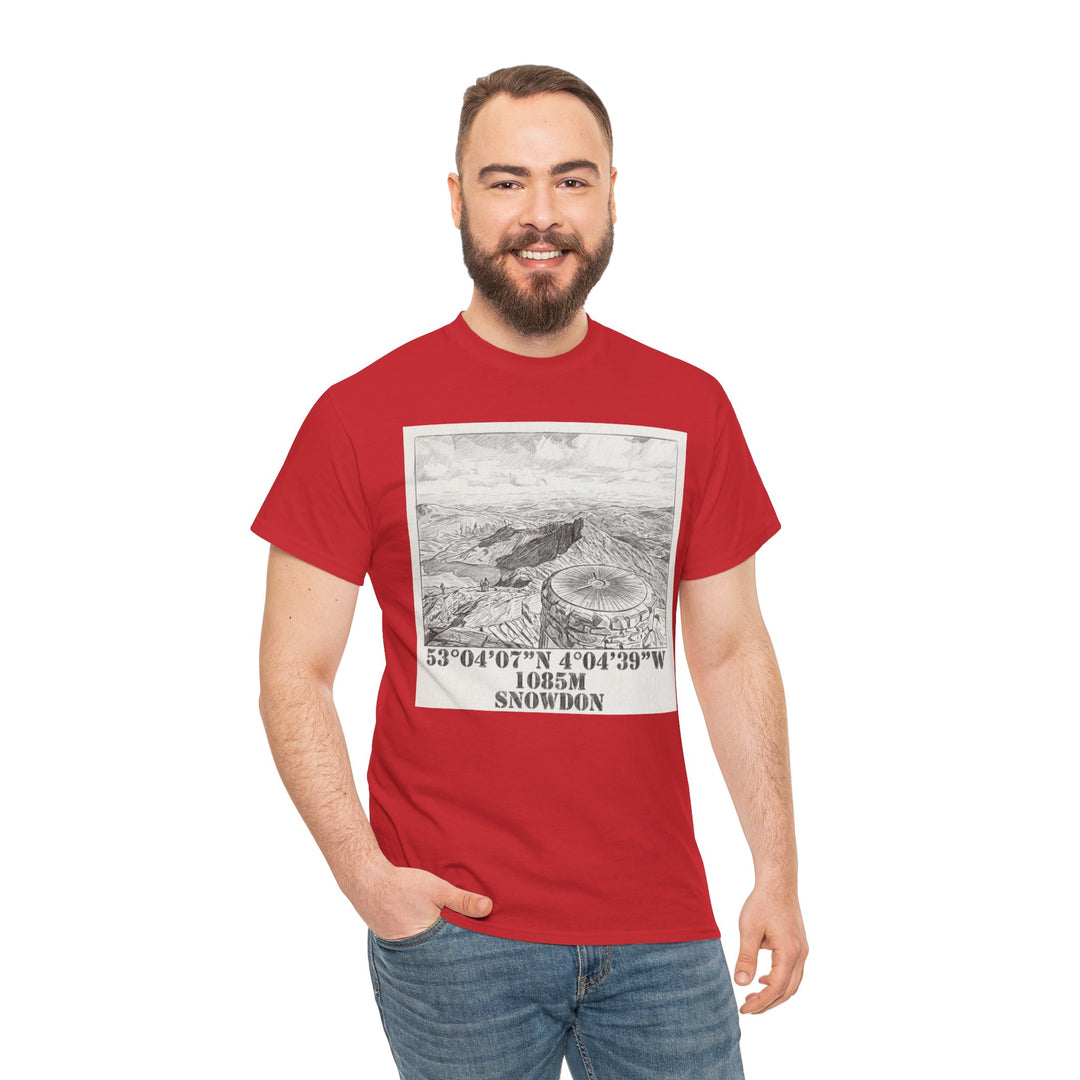 Snowdon Mountain Tee — Vintage Map Illustration with Coordinates