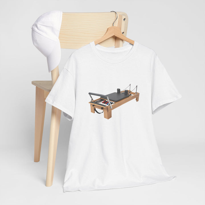 Pilates Reformer Tee – soft, breathable cotton designed for Pilates sessions. Comfortable, flexible, and perfect for reformer workouts or casual wear.