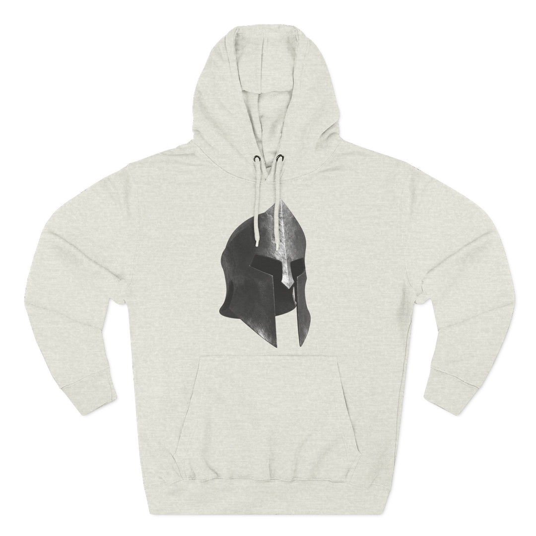 Heather fleece hoodie by S&amp;W Gallus featuring a Spartan helmet graphic on the chest.