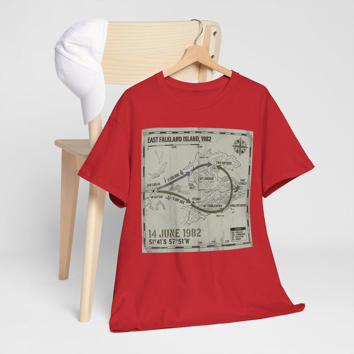 East Falkland 1982 Map T-Shirt — Port Stanley Victory Graphic