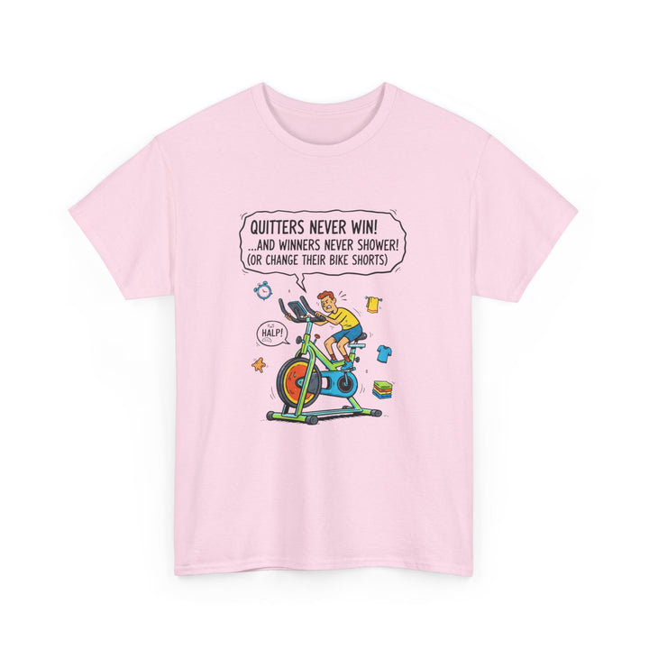 Spin Motivational Tee – soft, breathable cotton featuring an inspiring cycling graphic. Perfect for spin classes, workouts, and active lifestyle wear.