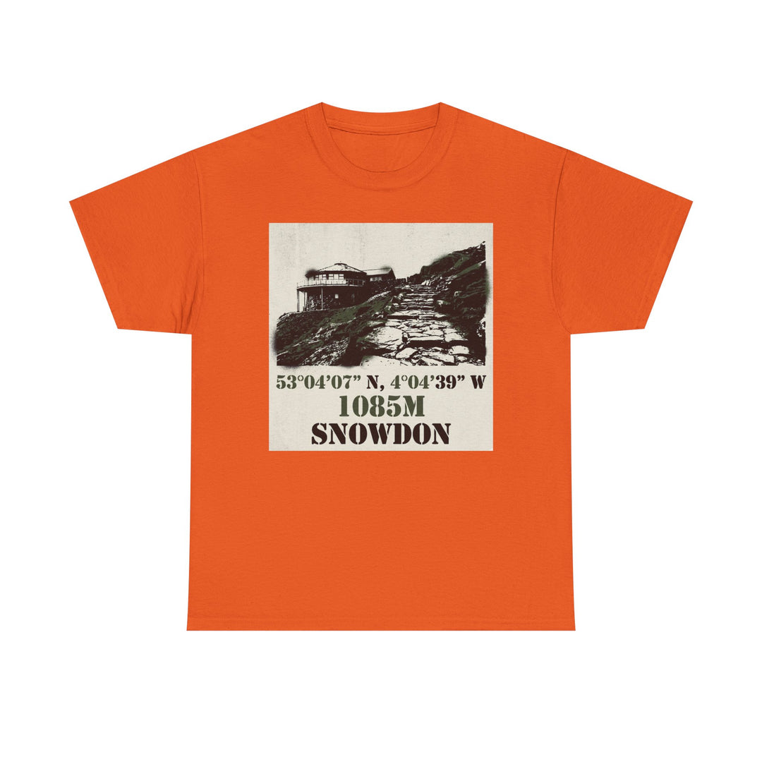 Snowdon 1085m Vintage Summit Tee — Mountain Coordinates Graphic T‑Shirt