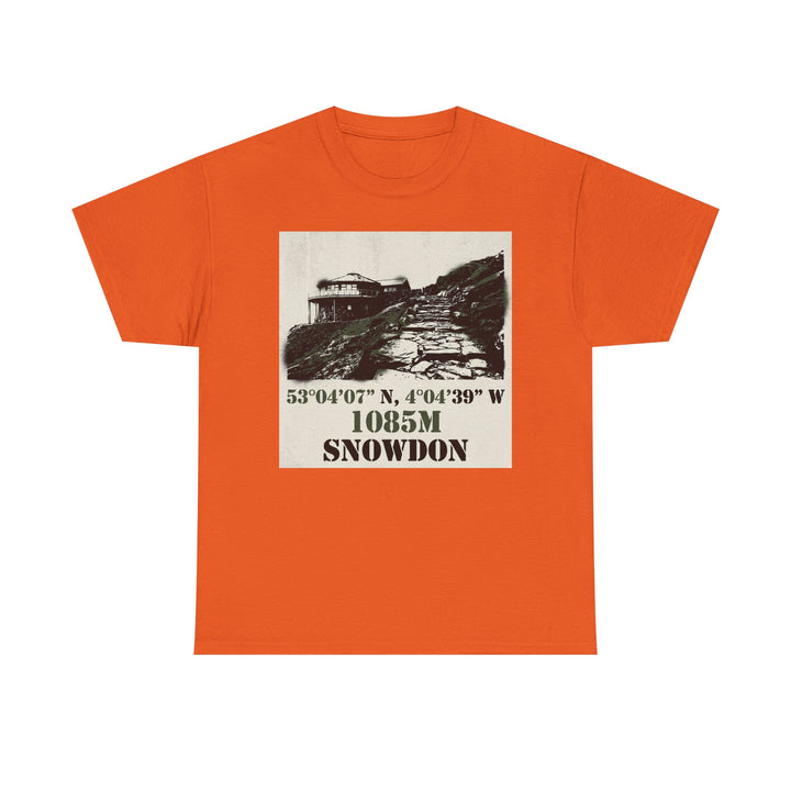 Snowdon 1085m Vintage Summit Tee — Mountain Coordinates Graphic T‑Shirt