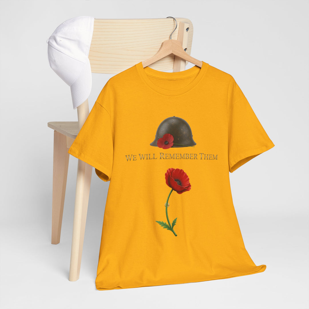 Poppy &amp; Helmet T-Shirt — Remembrance Floral Military Tribute Tee