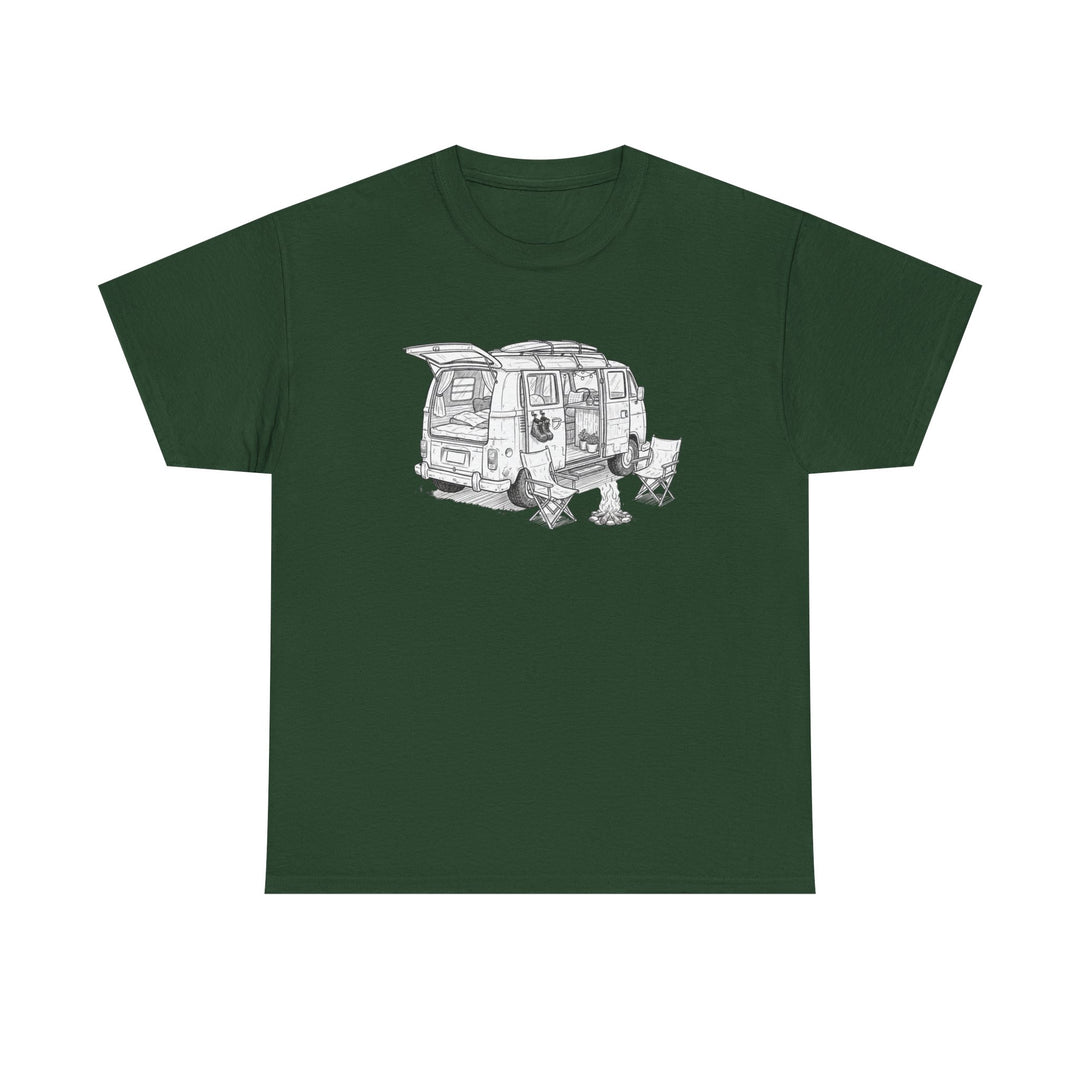 Open Van Sketch T-Shirt featuring a detailed van illustration. Soft, breathable cotton with a relaxed fit for everyday casual style.