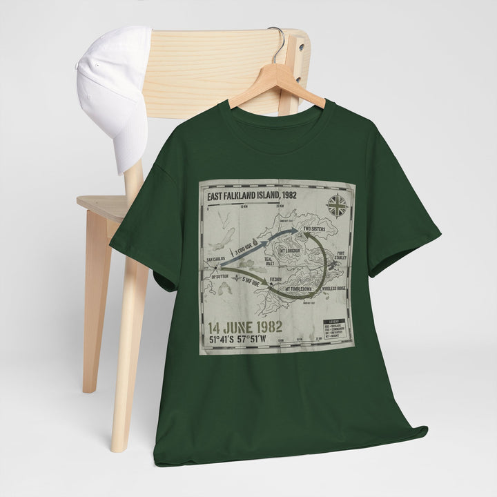 East Falkland 1982 Map T-Shirt — Port Stanley Victory Graphic