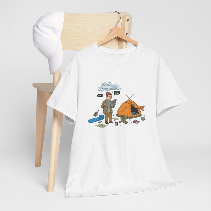 Retro Mountain Camping Graphic T-Shirt — Vintage Campfire Adventure Tee