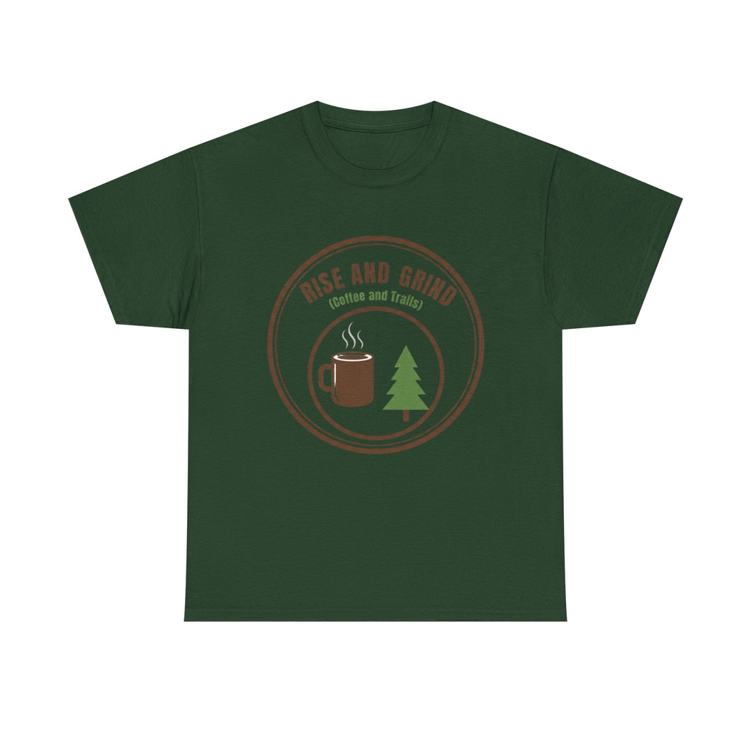 Rise and Grind Coffee T-Shirt - Vintage Camping &amp; Hiking Tee