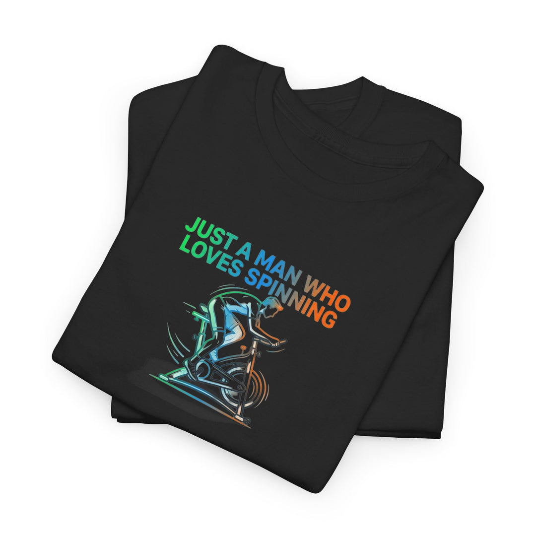 Spinner Enthusiast T-Shirt — "Just a Man Who Loves Spinning" Graphic Tee
