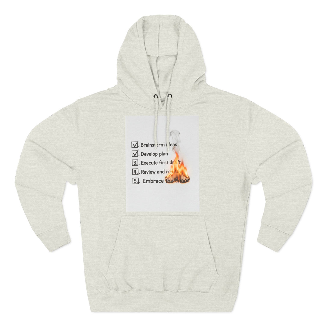 Beige hoodie by S&amp;W Gallus featuring a checklist design with the words &