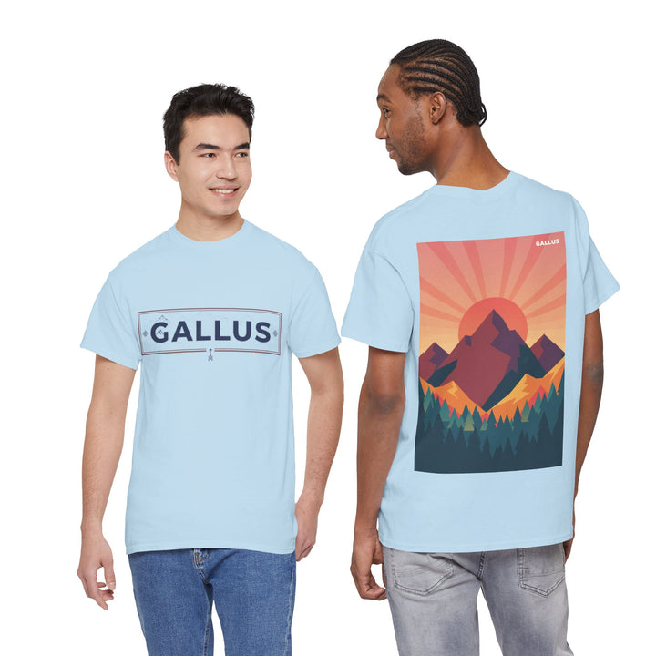 T-Shirt — Gallus Mountain Graphic Tee (Sunrise Landscape Back Print)