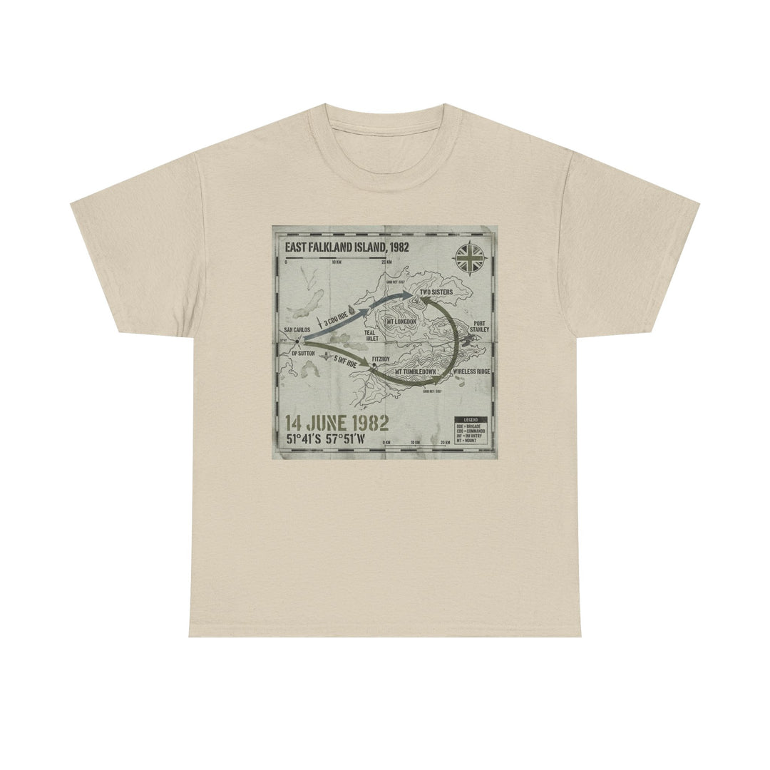 East Falkland 1982 Map T-Shirt — Port Stanley Victory Graphic