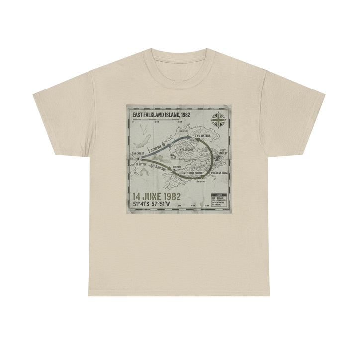 East Falkland 1982 Map T-Shirt — Port Stanley Victory Graphic