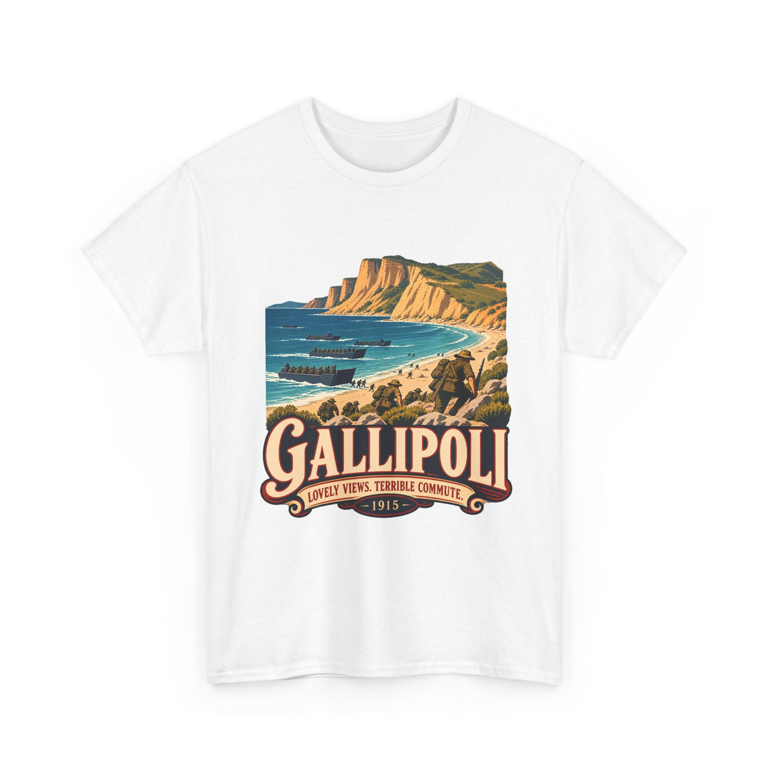 Gallipoli T-Shirt — “Lovely Views, Terrible Commute” WWI Humour Tee