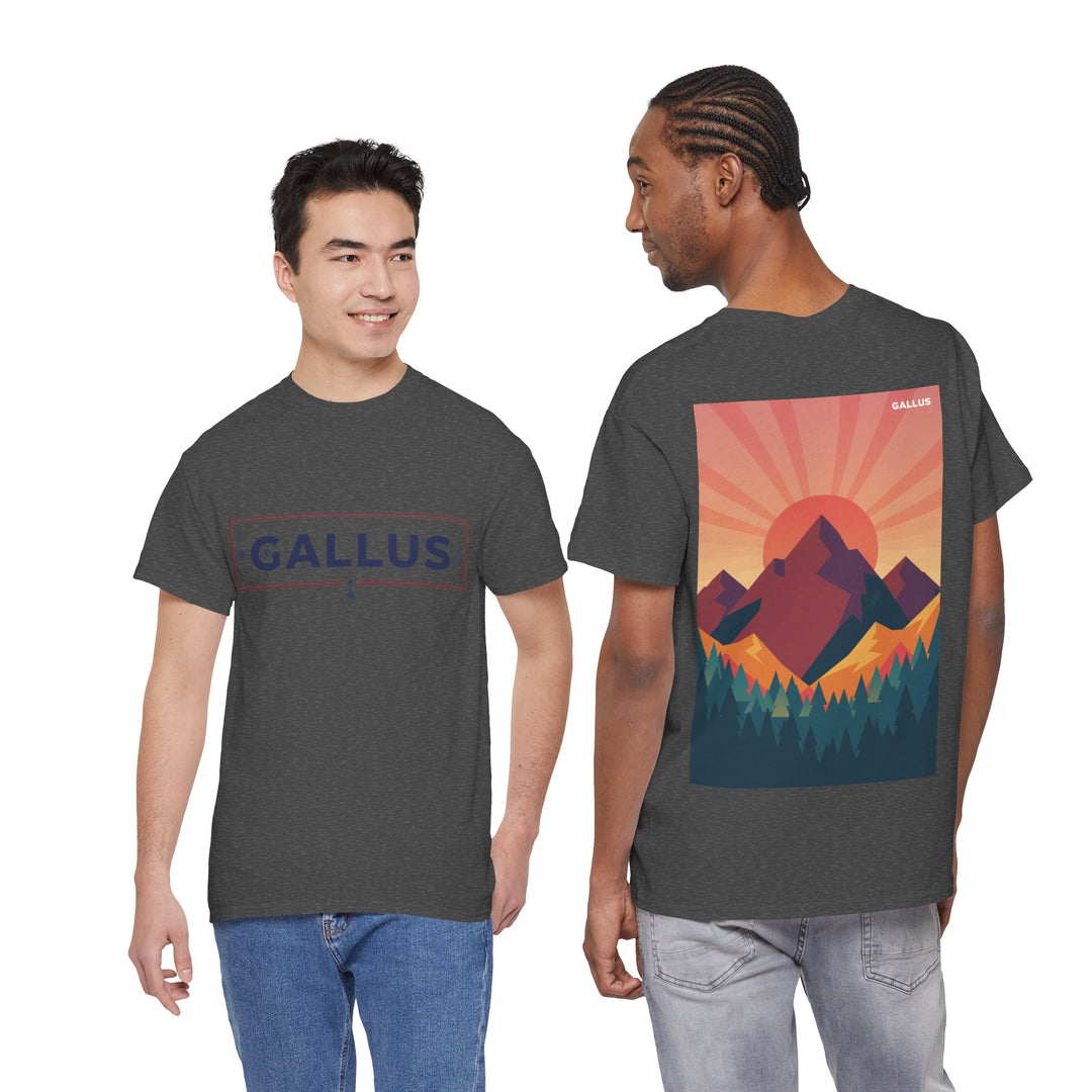 T-Shirt — Gallus Mountain Graphic Tee (Sunrise Landscape Back Print)