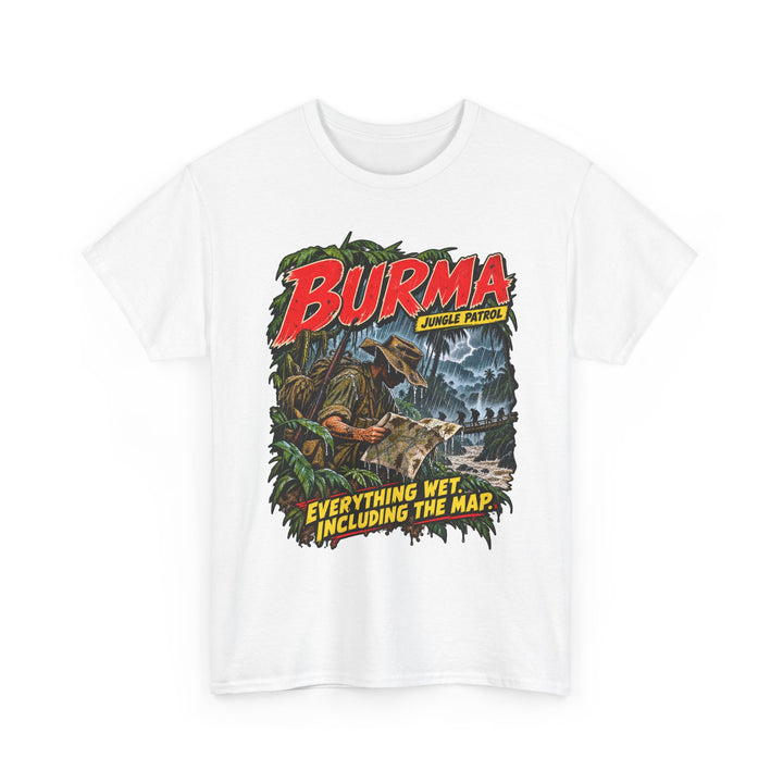 Burma T-Shirt — “Everything Wet, Including the Map” Jungle Humour Tee
