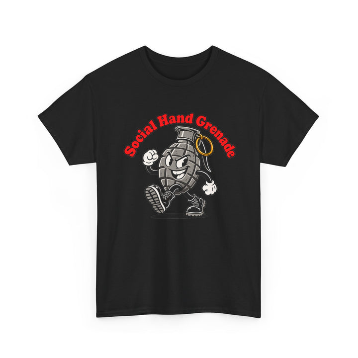 Social Hand Grenade military humour T-shirt by SW Gallus on a Gildan 5000 heavy cotton tee