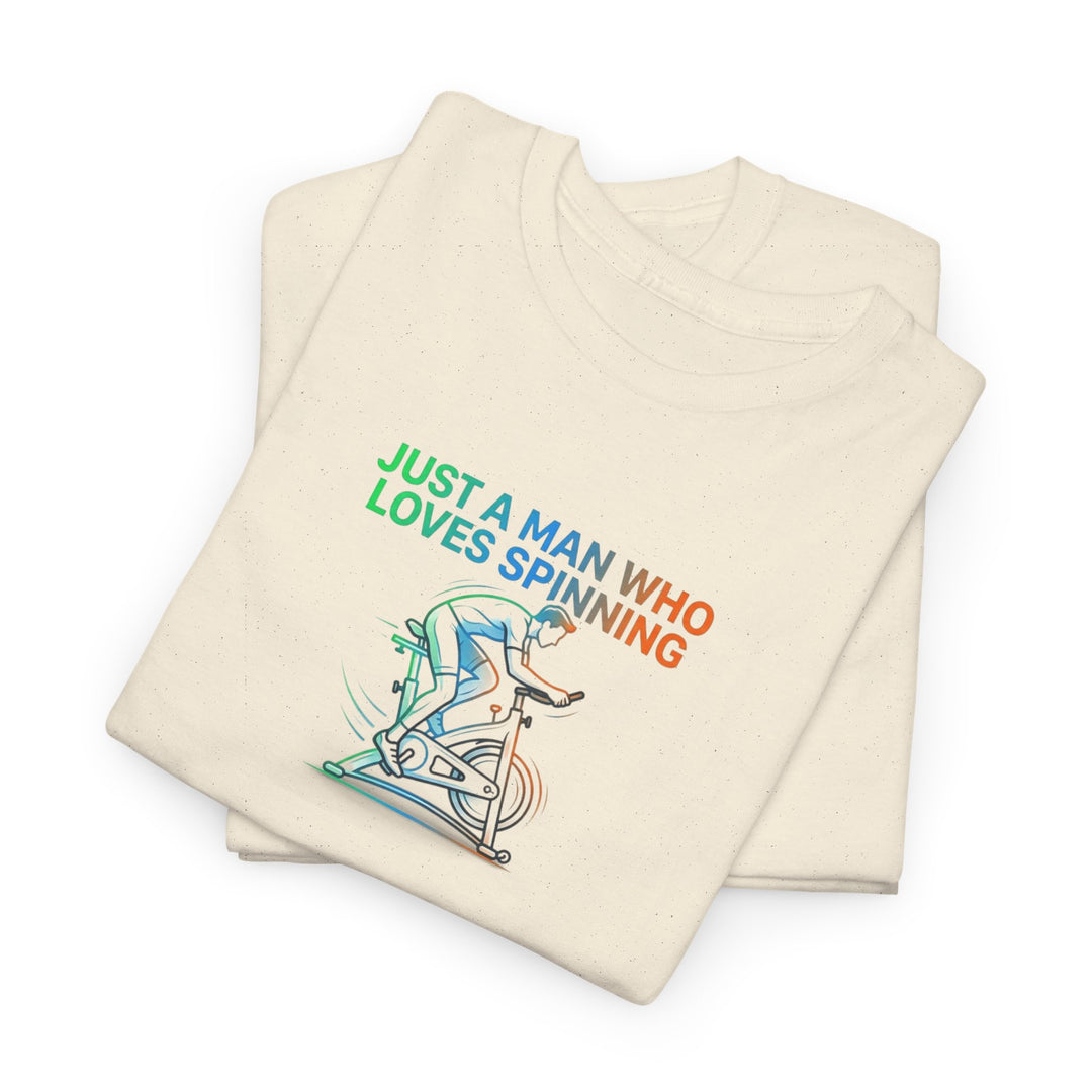 Spinner Enthusiast T-Shirt — "Just a Man Who Loves Spinning" Graphic Tee