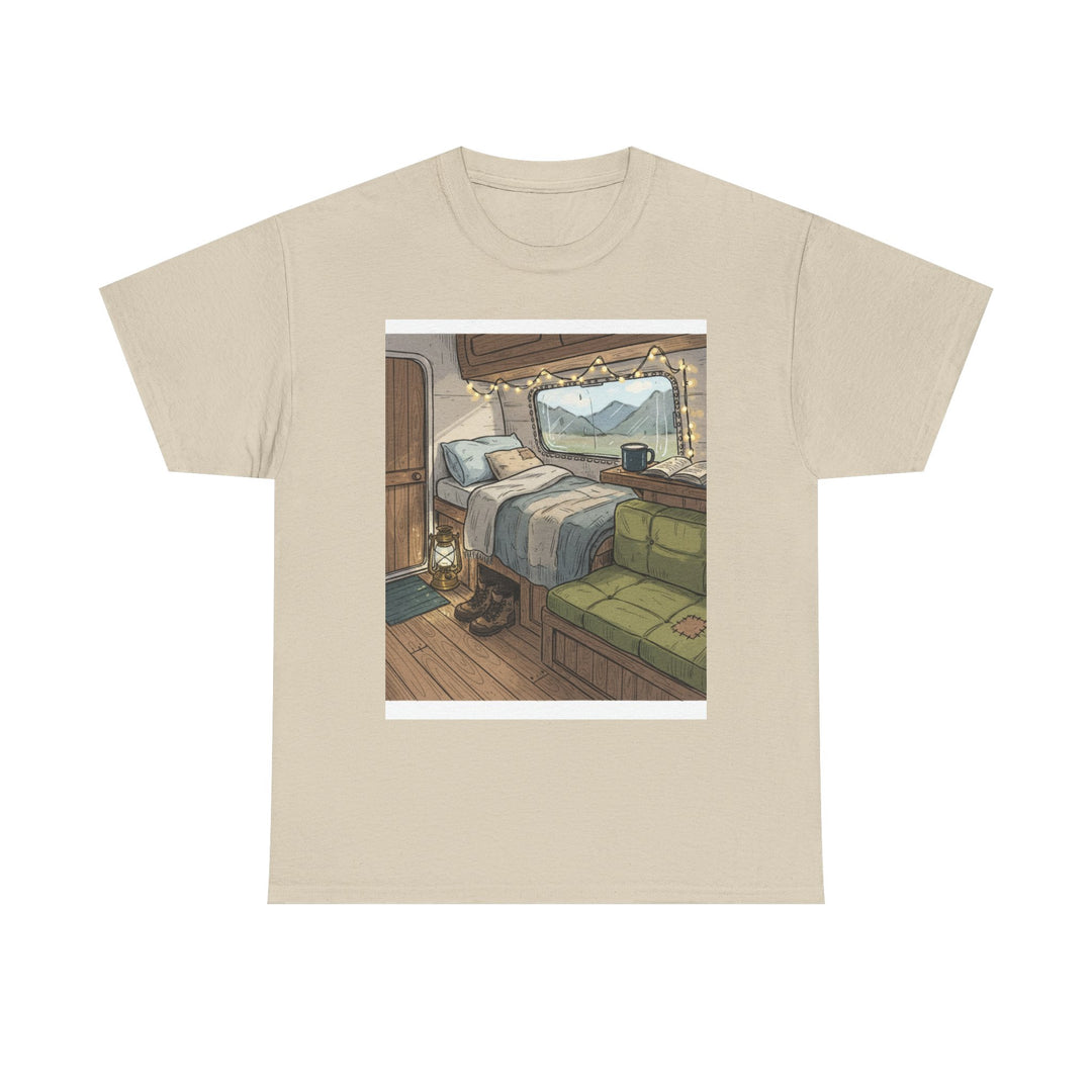 Retro Van Life Interior Graphic T-Shirt - Cozy Camper Van Aesthetic Tee