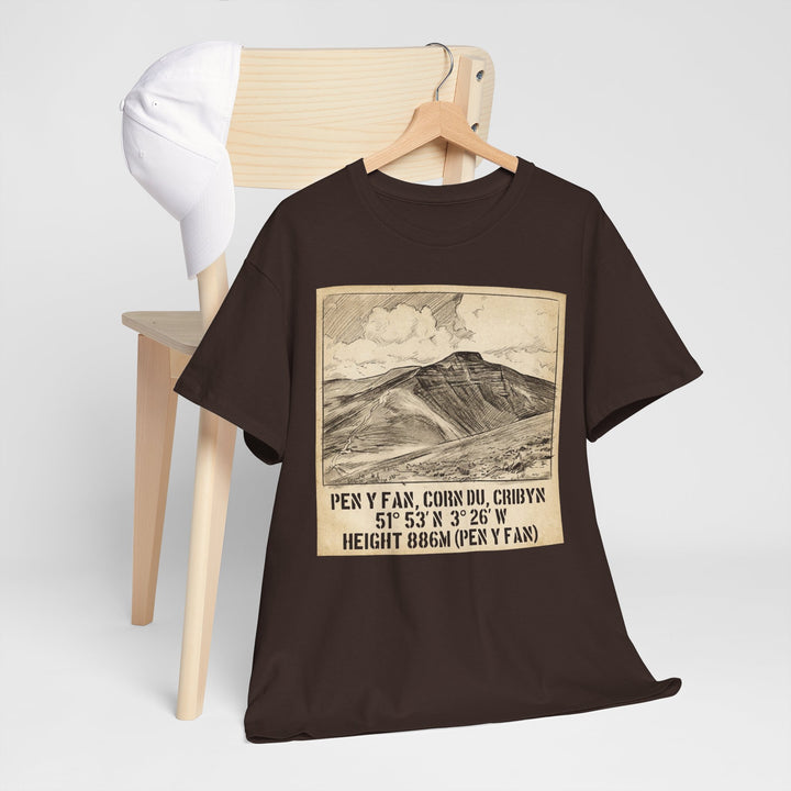 Pen y Fan Summit Coordinates T-Shirt — Vintage Mountain Peak Tee