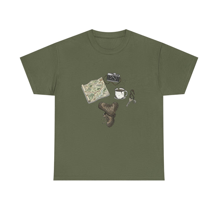Retro Mountain Camping Gear Graphic T-Shirt - Outdoor Adventure Tee