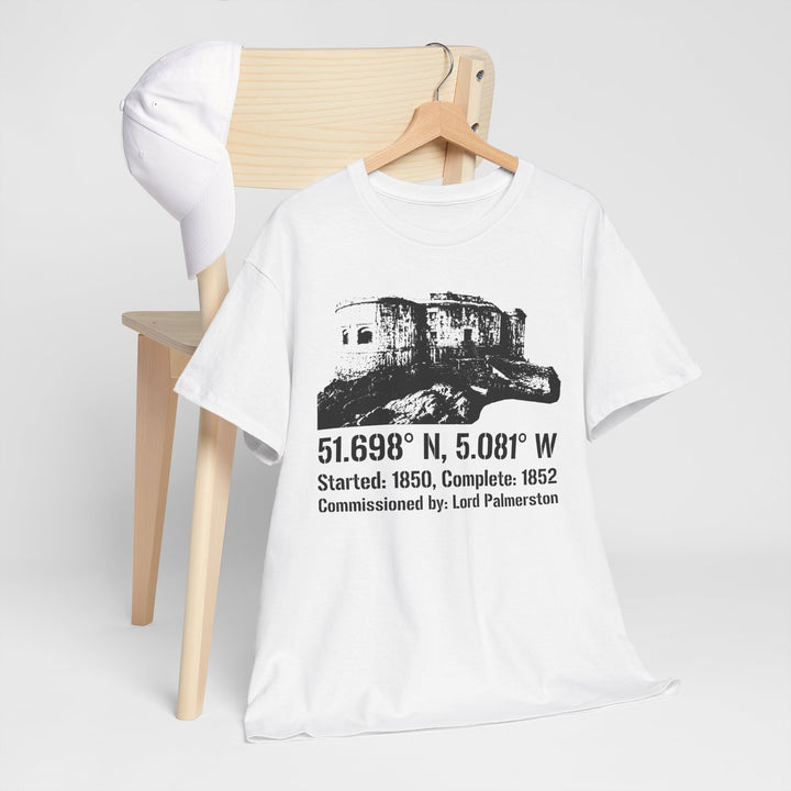 Stack Rock Fort T‑Shirt — Coastal Landmark Graphic Tee