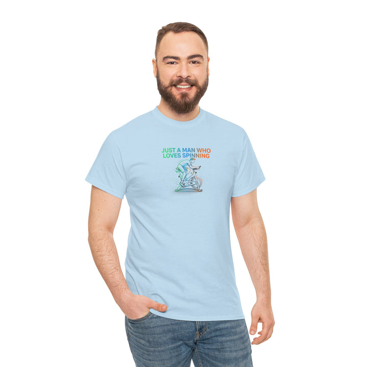 Spinner Enthusiast T-Shirt — "Just a Man Who Loves Spinning" Graphic Tee