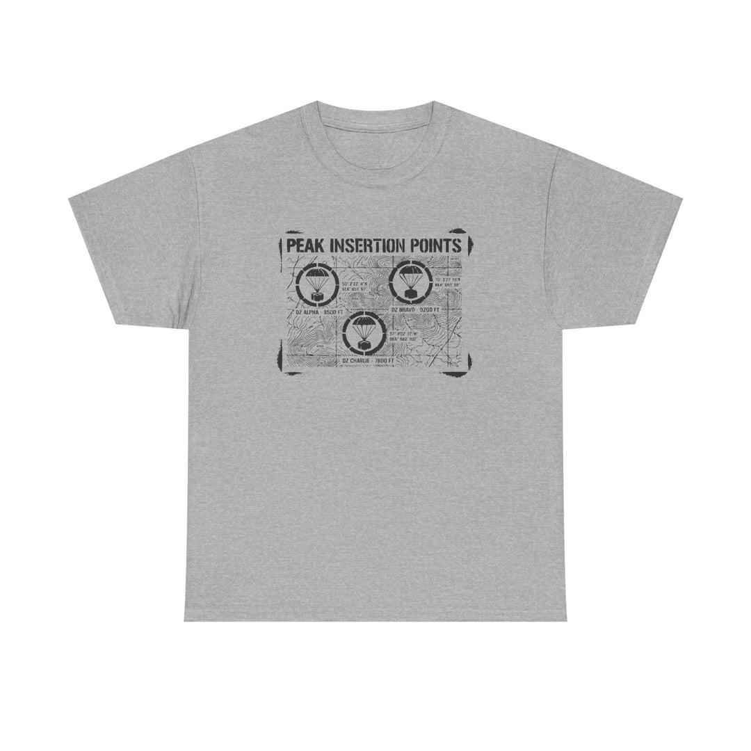 Retro Mountain Schematic Graphic T-Shirt — Technical Diagram Hiking Tee