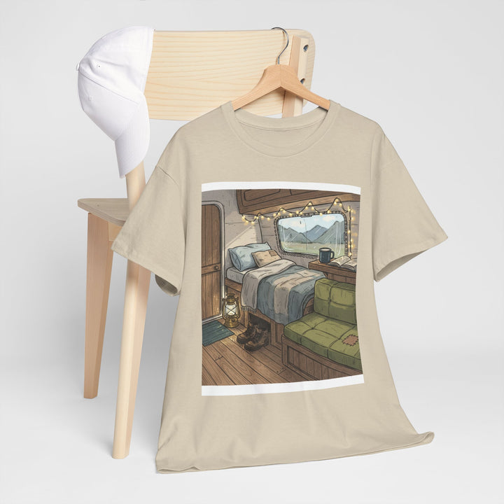 Retro Van Life Interior Graphic T-Shirt - Cozy Camper Van Aesthetic Tee