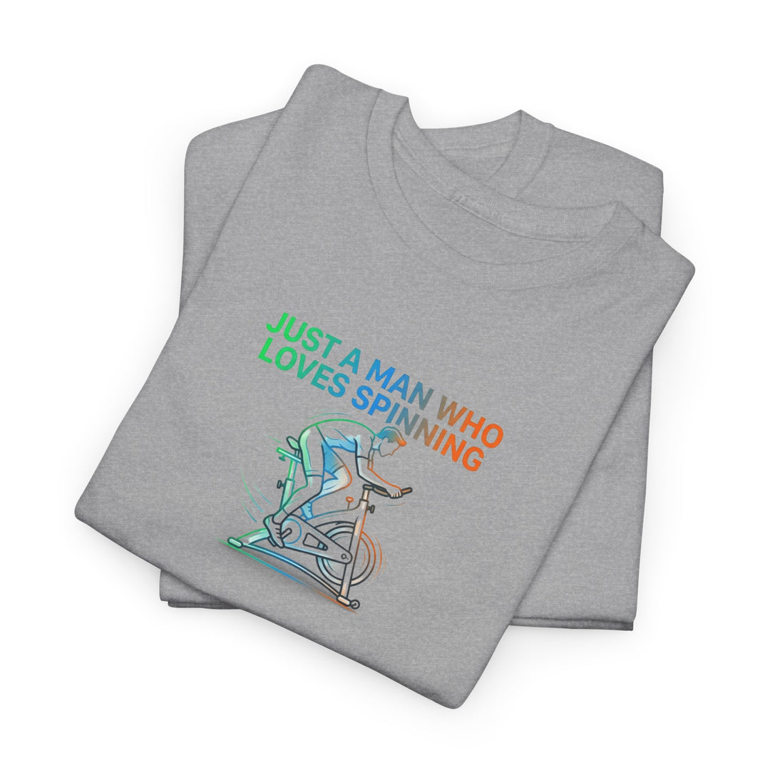 Spinner Enthusiast T-Shirt — "Just a Man Who Loves Spinning" Graphic Tee