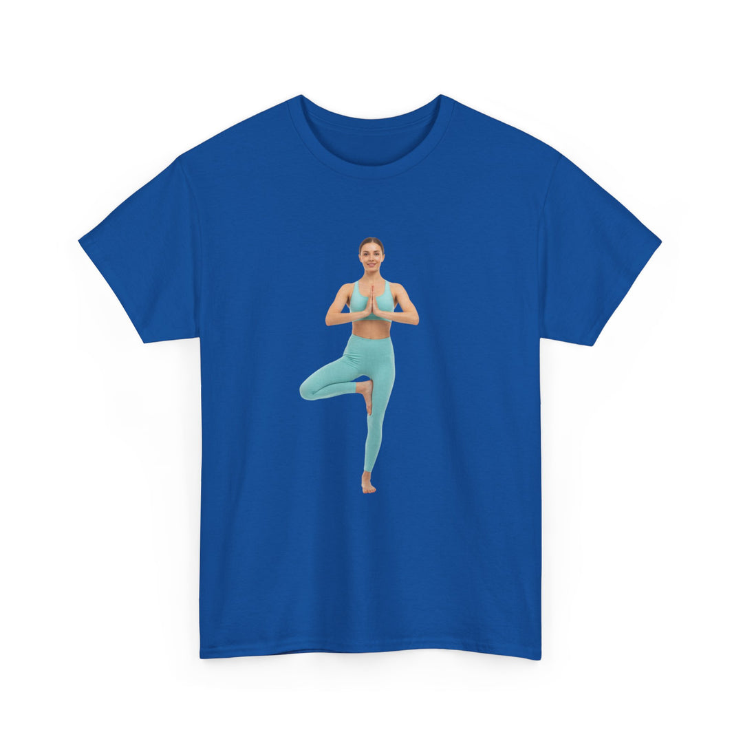 Yoga Pose Tee – soft, breathable cotton featuring a stylish yoga pose design. Perfect for yoga practice, meditation, or casual mindful lifestyle wear.