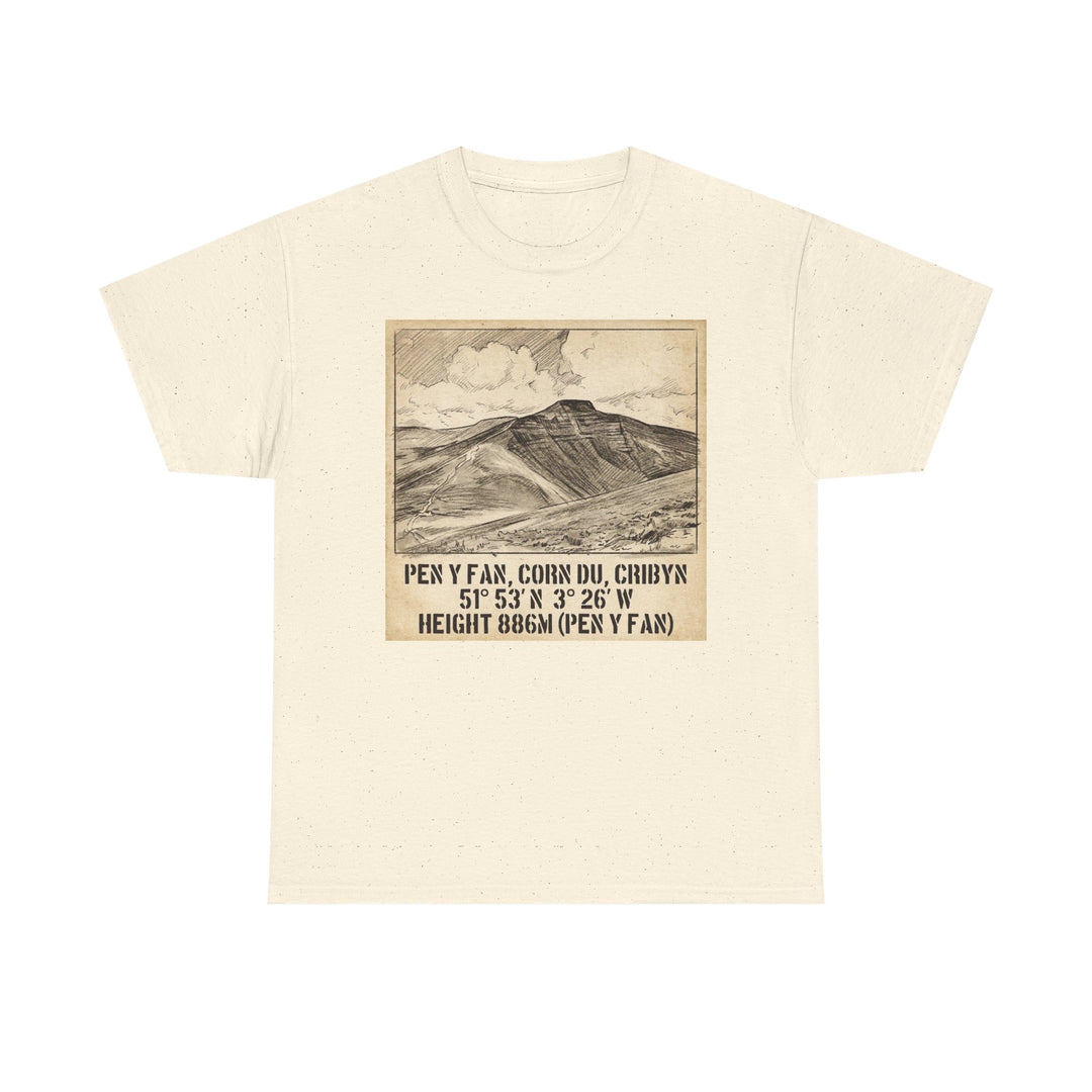 Pen y Fan Summit Coordinates T-Shirt — Vintage Mountain Peak Tee
