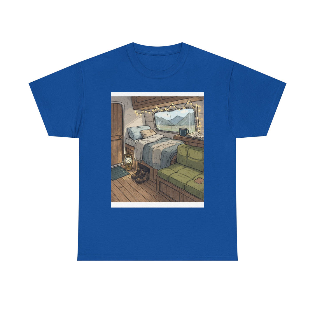 Retro Van Life Interior Graphic T-Shirt - Cozy Camper Van Aesthetic Tee