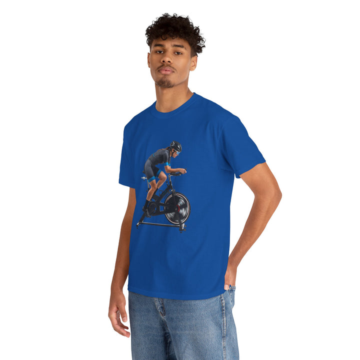 Spin Indoor Trainer T‑Shirt – lightweight, breathable cotton designed for indoor cycling. Comfortable, durable, and perfect for spin workouts and training.