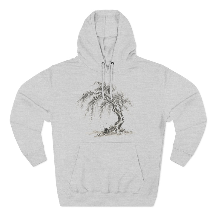 Gray hoodie by S&amp;W Gallus featuring a black and white tree design.