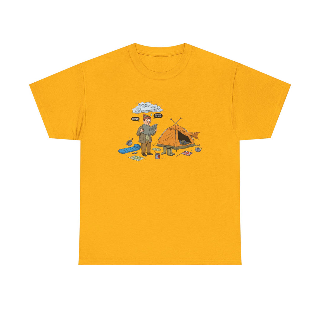 Retro Mountain Camping Graphic T-Shirt — Vintage Campfire Adventure Tee