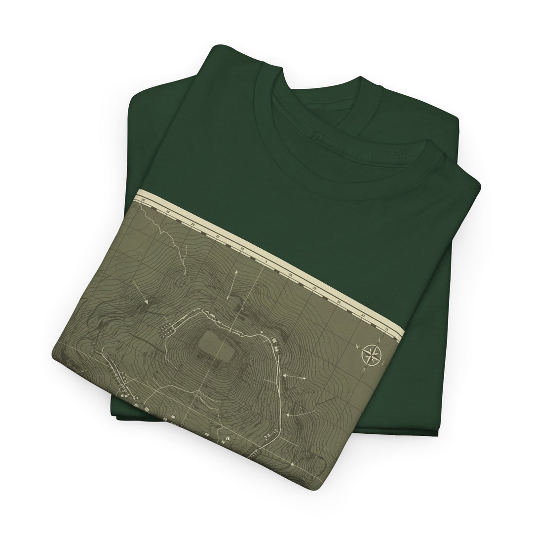 Isandlwana Map Print T-Shirt featuring a vintage topographic design. A bold heritage graphic tee inspired by historic terrain.