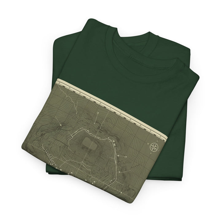 Isandlwana Map Print T-Shirt featuring a vintage topographic design. A bold heritage graphic tee inspired by historic terrain.