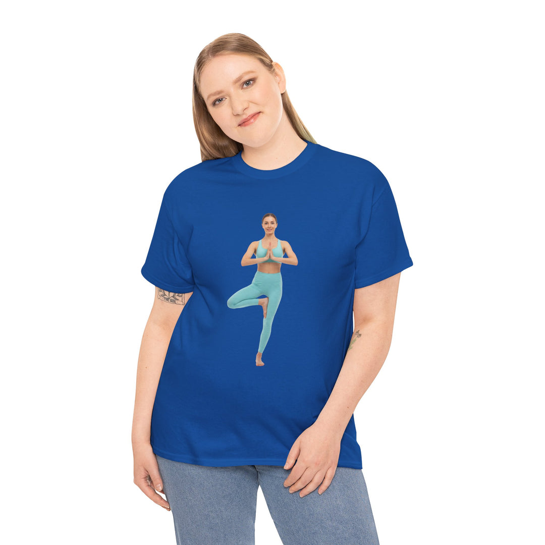 Yoga Pose Tee – soft, breathable cotton featuring a stylish yoga pose design. Perfect for yoga practice, meditation, or casual mindful lifestyle wear.