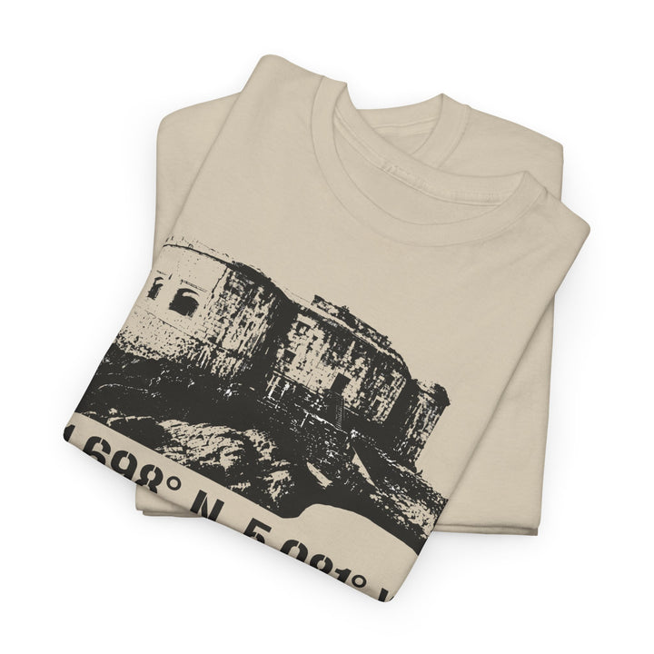 Stack Rock Fort T‑Shirt — Coastal Landmark Graphic Tee