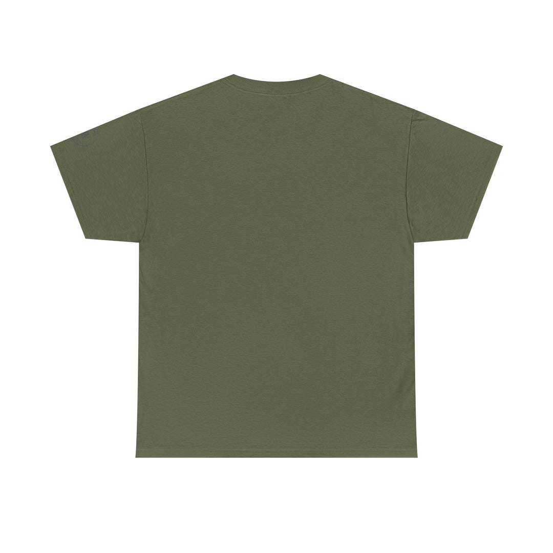 Olive green T-shirt by S&amp;W Gallus shown on a white background.