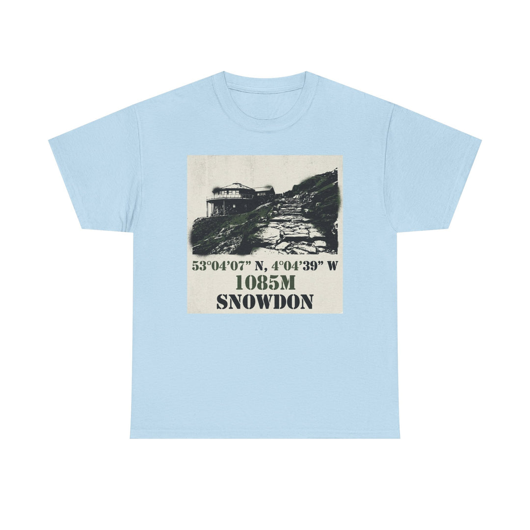 Snowdon 1085m Vintage Summit Tee — Mountain Coordinates Graphic T‑Shirt
