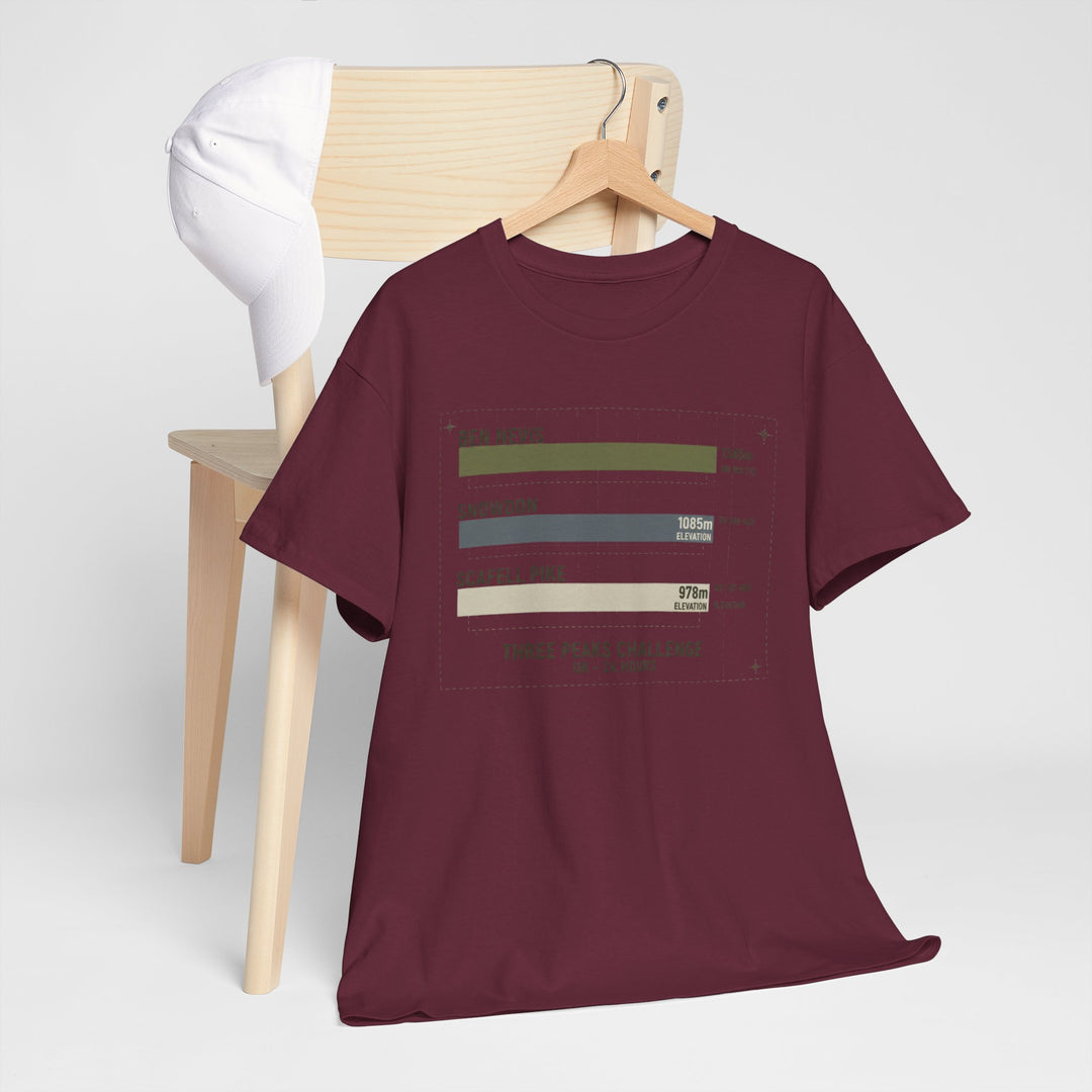 Three Peaks Challenge Graphic T-Shirt — Retro UK Mountain Hiking Tee
