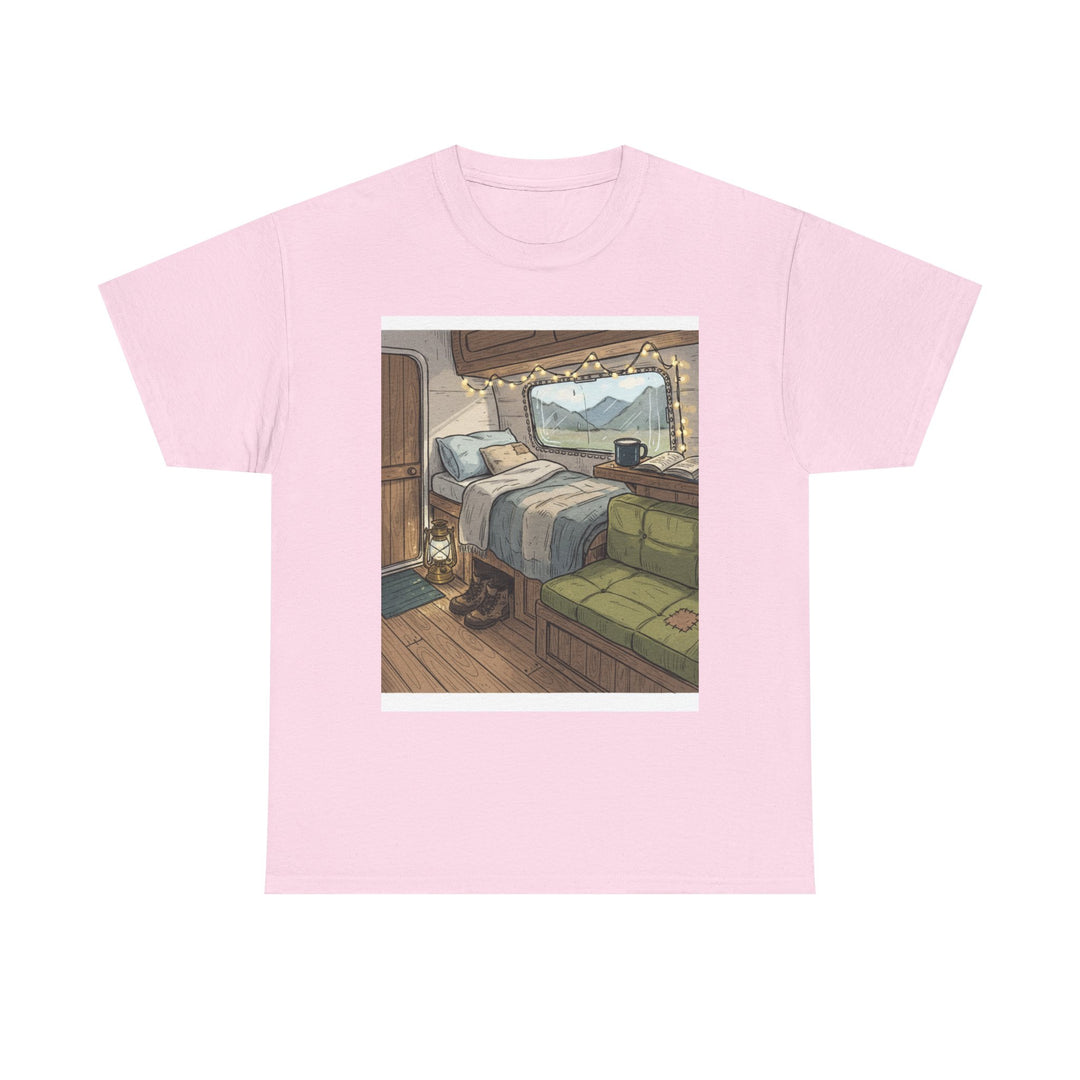 Retro Van Life Interior Graphic T-Shirt - Cozy Camper Van Aesthetic Tee