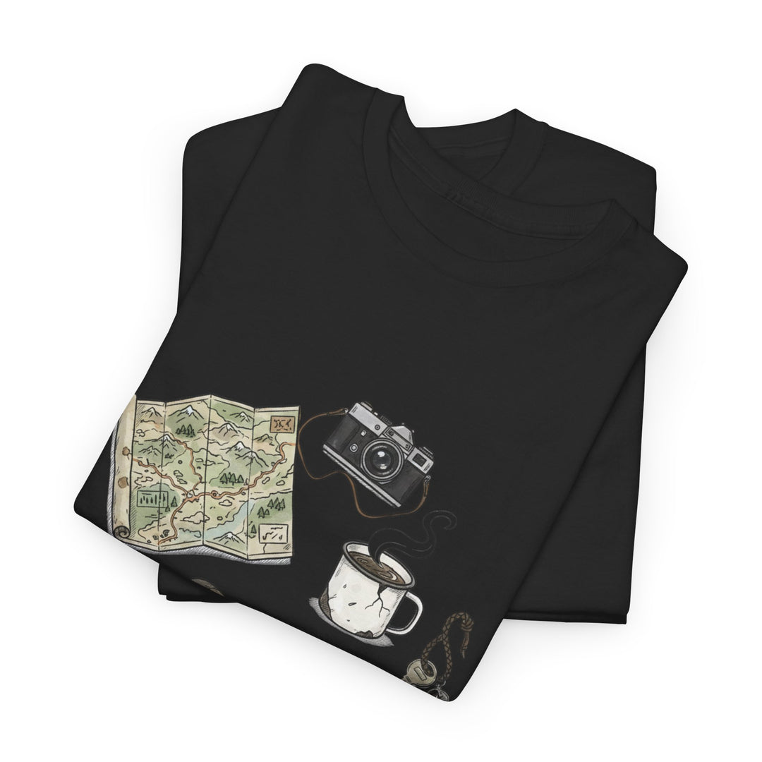 Retro Mountain Camping Gear Graphic T-Shirt - Outdoor Adventure Tee
